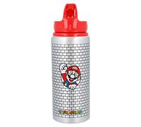 Cantimplora Con Pajita Mario Bross Gris Coriex