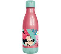 Tataway Botella de plástico azul Disney Minnie Mouse Mickey Mouse de 560 ml para niñas con tapón de rosca