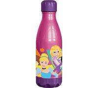 STOR Botella de plástico Disney Pink para niñas Princesas Cenicienta Jazmín Blancanieves Belle Ariel 560 ml con tapón de rosca