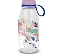Disney Ecozen - Botella de agua transparente para niñas de tritán Frozen Elsa y Anna 460 ml con capucha y mango de silicona