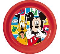 STOR Tataway Plato plano de plástico rojo de Mickey Mouse de Disney resistente a los golpes accidentales y reutilizable