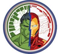 STOR Tataway Plato plano infantil de plástico blanco y azul de Marvel Avengers Iron Man Hulk con base antideslizante