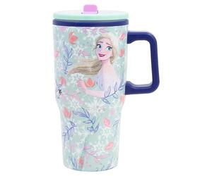 Stor Taza de Acero con Asa y Tapa Frozen 640ml - Doble Pared con Pitorro Antigoteo Reutilizable para Niños