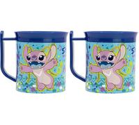 Stor Taza infantil de plástico reutilizable para microondas de 400 ml de Stitch (Paquete de 2)