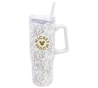 Stor Taza Termo Grande con Pajita Mickey Mouse 920ml Acero Inoxidable Doble Pared - Vaso para Llevar con Asa y Tapa