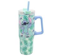 Stor Taza Termo Grande con Pajita Stitch 920ml Acero Inoxidable Doble Pared - Vaso para Llevar con Asa y Tapa