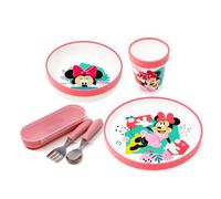 Stor Vajilla Infantil Minnie Mouse - Juego Completo de 6 Piezas con Plato, Cuenco, Vaso y Cubiertos - Antideslizante, Sin BPA, Reutilizable - Regalo Ideal para Bebés y Niños