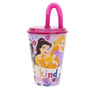 Stor Vaso Infantil Reutilizable con Tapa y Pajita de 430 ml de Princesas - Disney
