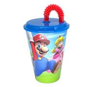 Stor Vaso infantil reutilizable Caña Easy con tapa y pajita 430 ml Super Mario