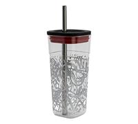 Stor Vaso Cube Alto de plástico con Pajita de Acero Inoxidable - 540 ml de Marvel