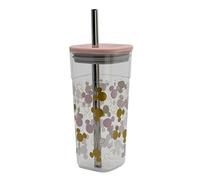 Stor Vaso Cube Alto de plástico con Pajita de Acero Inoxidable - 540 ml de Mickey Mouse