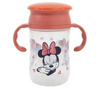 Stor Vaso de Entrenamiento Infantil Minnie Mouse 395ml con Tapa y Asas, Sistema 360 Grados Antigoteo, Plastico Resistente para Bebes