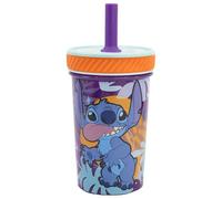 Vaso de plástico antivuelco con Pajita de Silicona de Stitch