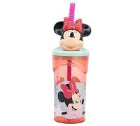 Stor Vaso Infantil Reutilizable con Pajita y Tapa con figurita 3D y Capacidad de 360 ml de Minnie Mouse
