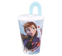 Stor Vaso de plástico para bebés Disney Frozen de 430 ml, sin BPA, lavable y reutilizable, con pajita y tapa.