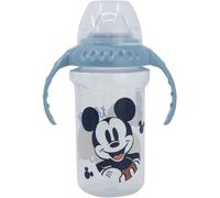 Stor Vaso de viaje infantil de Mickey Mouse de Disney, plástico sin BPA, con boquilla, tapón antigoteo y dos asas, lavable y reutilizable