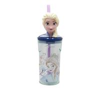 Stor Vaso Infantil Reutilizable con Pajita y Tapa con figurita 3D y Capacidad de 360 ml de Frozen