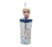 Stor Vaso Infantil Reutilizable con Pajita y Tapa con figurita 3D y Capacidad de 360 ml de Frozen