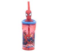 Stor Vaso Infantil Reutilizable con Pajita y Tapa con figurita 3D y Capacidad de 360 ml de Spiderman