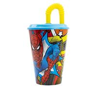 Copo 430 ML com Tampa e Palha - Spider-man Arachnid Grid