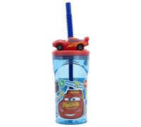 Stor Vaso Infantil con Pajita y Tapa Cars, Figura 3D, 360 ml, Plástico, Ideal para Niños y Niñas
