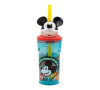 Stor Vaso Infantil con Pajita y Tapa Mickey Mouse, Figura 3D, 360 ml, Plástico, Ideal para Niños y Niñas