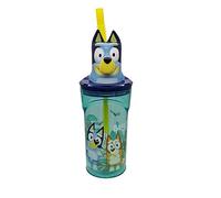 Stor Vaso Infantil Reutilizable con Pajita y Tapa con figurita 3D y Capacidad de 360 ml de Bluey