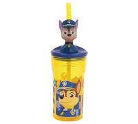 Stor Vaso Infantil Reutilizable con Pajita y Tapa con figurita 3D y Capacidad de 360 ml de La Patrulla Canina Boy