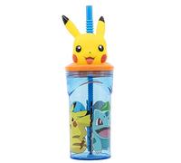 Stor Vaso Infantil Reutilizable con Pajita y Tapa con figurita 3D y Capacidad de 360 ml de Pokemon