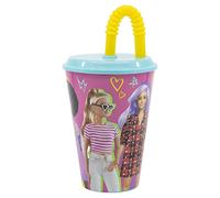 Stor Vaso Infantil Reutilizable con Tapa y Pajita de 430 ml de Barbie BB22