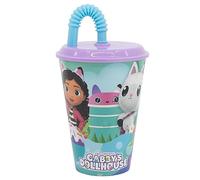 Stor Vaso Infantil Reutilizable con Tapa y Pajita de 430 ml de Gabby's Dollhouse