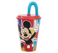 Stor Vaso Infantil Reutilizable con Tapa y Pajita de 430 ml de Mickey Mouse
