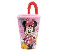 Stor Vaso Infantil Reutilizable con Tapa y Pajita de 430 ml de Minnie Mouse