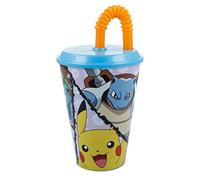 Stor Vaso Infantil Reutilizable con Tapa y Pajita de 430 ml de Pokemon
