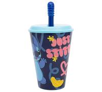 Vaso Infantil Reutilizable con Tapa y Pajita de 430 ml de Stitch