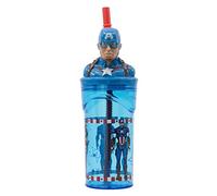 Stor Vaso Infantil Reutilizable con Pajita y Tapa con figurita 3D y Capacidad de 360 ml de Los Vengadores - Marvel - Capitan America