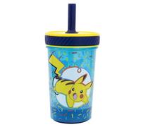 Stor Vaso de plástico antivuelco con Pajita de Silicona de Pokemon