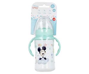 Stor8412497130047Cuello Ancho Botella con Silicona Pezón 3 Posiciones y Asas, 360 ml Capacidad, Genial Como Mickey