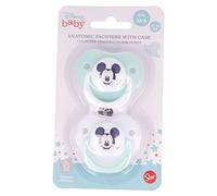 Stor8412497130696Silicona Anatomic Pacifier con Funda 2-Piezas Juego para 0-6 Mes Bebés, Genial Como Mickey