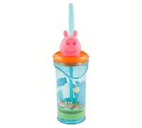 Stor Vaso Infantil Reutilizable con Pajita y Tapa con figurita 3D y Capacidad de 360 ml de Peppa Pig