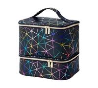 Storage Bag - 25,5 x 20 x 24 cm - Manicure Case - de Piel sintética con Mango, Esponja particiones, Gran Capacidad Organizador, 30 Botellas, Travel Cosmetic Bag