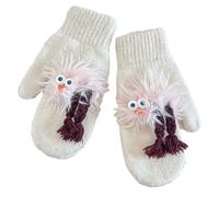 Storage Bag Adorkable - Manopla gruesa con trenzas, guantes de punto que protegen del frío payaso de dibujos animados, unisex, guantes gruesos para clima frío, blanco, Talla única