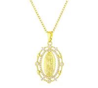 Storage Bag Collar con colgante de Virgen Marry elegante, unisex, collar religioso, joyería de hip hop, collar de cobre y hip hop religioso, talla única, como se describe, como se describe
