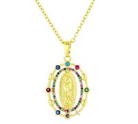 Storage Bag Collar con colgante de Virgen Marry elegante, unisex, collar religioso, joyería de hip hop, collar de cobre y hip hop religioso, talla única, como se describe, como se describe