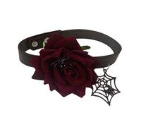 Storage Bag Collar gótico con diseño de calavera de araña de Halloween, cadena de flores exageradas, gargantilla para mujeres y niñas, joyería de fiesta, regalo de rosa, collar de flores, talla única