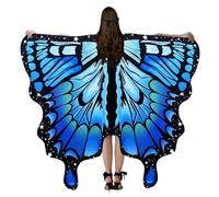 Storage Bag Disfraz de alas de mariposa para Halloween, capa de hadas para mujer, chal de mariposa, para Navidad, Halloween, bufanda colorida, No. 44 azul verde, Talla única