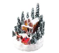 Storage Bag Figuras de pueblo de Navidad, luz LED, escena de ciudad de Navidad, adornos de escritorio, funciona con pilas, decoración de paisaje, decoración de fiesta, centro de mesa, decoración de