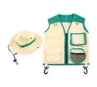 Storage Bag Kit de 2 piezas para niños al aire libre, kit de aventura para niños, chaleco y sombrero, conjunto de disfraz de Halloween, cosplay, accesorios para exteriores