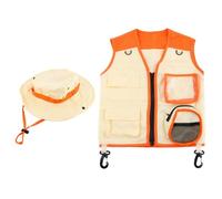 Storage Bag Kit de 2 piezas para niños al aire libre, kit de aventura para niños, chaleco y sombrero, conjunto de disfraz de Halloween, cosplay, accesorios para exteriores