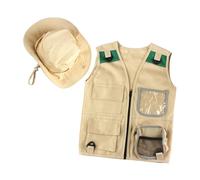 Storage Bag Kit de 2 piezas para niños al aire libre, kit de aventura para niños, chaleco y sombrero, conjunto de disfraz de Halloween, cosplay, accesorios para exteriores